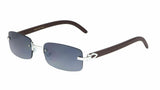 Dean Slim Rimless Rectangular Metal & Faux Wood Luxury Sunglasses