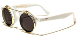Cool Flip Up Round Clear Circle Lens Retro Steampunk Luxury Sunglasses