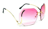 Womens Oversized Rimless Beveled Geometric Square Luxury Sunglasses