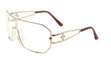 Hustler Oversized Wrap Around Shield Aviator One Piece Lens Sunglasses w/ Clear Lenses
