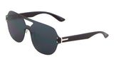 Rimless Oversized Flat Top One Piece Shield Lens Aviator Sunglasses