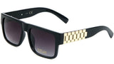 Watch Band Link Chain Square Luxury Sunglasses w/ Tinted Lenses