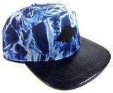 E-Flag Multicolor Faux Black Stingray Leather 5 Panel Strapback Hat