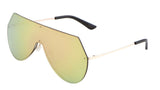 Oversized Rimless Flat Top One Piece Shield Lens Aviator Sunglasses