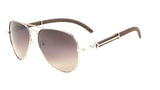 Maverick Metal & Faux Wood Aviator Luxury Sunglasses