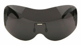 Alps Rimless Oversized Shield Mono Lens Futuristic Retro Sunglasses