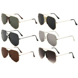 Napoli Oversized Square Flat Top Aviator Sunglasses w/Keyhole Bridge
