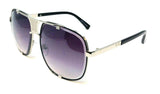 Milano Oversized Square Metal Aviator Luxury Sunglasses