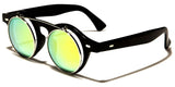 Cool Flip Up Round Clear Circle Lens Retro Steampunk Luxury Sunglasses