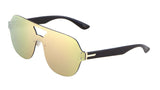 Rimless Oversized Flat Top One Piece Shield Lens Aviator Sunglasses