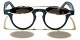 Flip Up Round Metal & Faux Wood Frame Steampunk Sunglasses