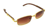 Apprentice Slim Rectangular Metal & Faux Wood Luxury Sunglasses