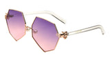 Geometric Oversized Pearl Nose Pad Clown Hand Hinge Aviator Sunglasses