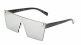 Art Deco Flat Top Shield One Piece Floating Lens Sunglasses