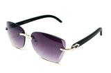 Debutante Womens Rimless Metal & Faux Wood Square Luxury Sunglasses
