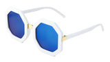 Thick Bold Oversized Frame Octagon John Lennon Luxury Sunglasses w/ Flat Lenses