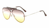 Classic Outdoorsman Shield Aviator Sunglasses w/Flat Lenses