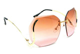 Womens Oversized Rimless Beveled Geometric Square Luxury Sunglasses