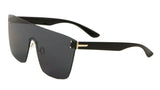 Rimless Flat Top Oversized Mono Shield One Piece Lens Sunglasses