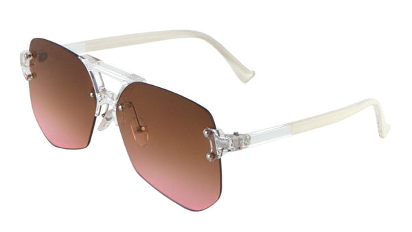 Wynwood Oversized Rimless Square Geometric Luxury Aviator Sunglasses