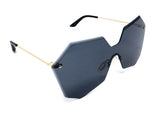 Rimless Oversized Laser Cut Futuristic One Piece Shield Lens Luxury Sunglasses