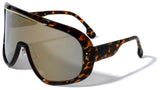Futuristic Oversized Shield One Piece Lens Wrap Around Sport Sunglasses
