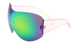 Alps Rimless Oversized Shield Mono Lens Futuristic Retro Sunglasses