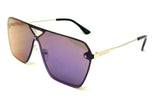 Oversized Rimless Square Flat Top One Piece Shield Lens Aviator Sunglasses