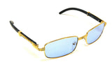 Apprentice Slim Rectangular Metal & Faux Wood Luxury Sunglasses