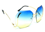 Womens Oversized Rimless Beveled Geometric Square Luxury Sunglasses
