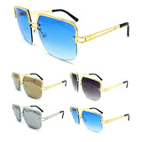 Oversized Semi Rimless Luxury Square Aviator Sunglasses