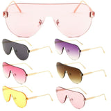 Rimless Oversized Shield Thick One Piece Mono Lens Aviator Sunglasses
