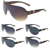 Khan Semi Rimless Sport Shield Wrap Around Aviator Sunglasses
