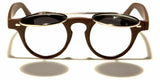 Flip Up Round Metal & Faux Wood Frame Steampunk Sunglasses
