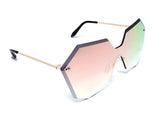 Rimless Oversized Laser Cut Futuristic One Piece Shield Lens Luxury Sunglasses