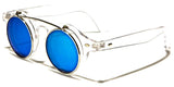 Cool Flip Up Round Clear Circle Lens Retro Steampunk Luxury Sunglasses