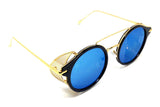 Round Circle Steampunk Aviator Sunglasses w/Mesh Side Shield Wind Guard