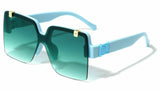 Grandiose Oversized Rimless Square Shield Flip Up Luxury Sunglasses