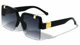 Grandiose Oversized Rimless Square Shield Flip Up Luxury Sunglasses