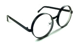 Round Luxury Thick Bold Frame Hippie Sunglasses w/ Clear Circle Lenses