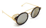 Round Circle Steampunk Aviator Sunglasses w/Mesh Side Shield Wind Guard