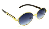 Philosopher Luxury Oval Metal & Faux Wood Sunglasses