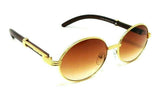 Philosopher Luxury Oval Metal & Faux Wood Sunglasses