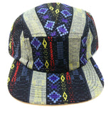 Tribal Native American Mixed Prints Fabric 5 Panel Strapback Camper Hat