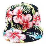 Black Hawaiian Print Hibiscus Floral All Over Print Snapback