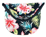 Black Hawaiian Print Hibiscus Floral All Over Print Snapback