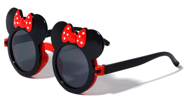Kids Mouse Ears w/Bow Flip Out Black/Blue Light Blocking Lens Sunglasses