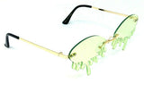 Rimless Oval Blood Drip Splatter Shaped Luxury Sunglasses