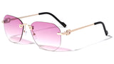 Bowie Rimless Square Sport Pilot Aviator Sunglasses