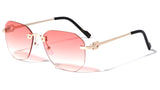Bowie Rimless Square Sport Pilot Aviator Sunglasses